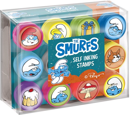 De Smurfen - Totum 12 zelfinktende stempels | creatief speelgoed meisjes en jongens vanaf 3 jaar | stempelen knutselen