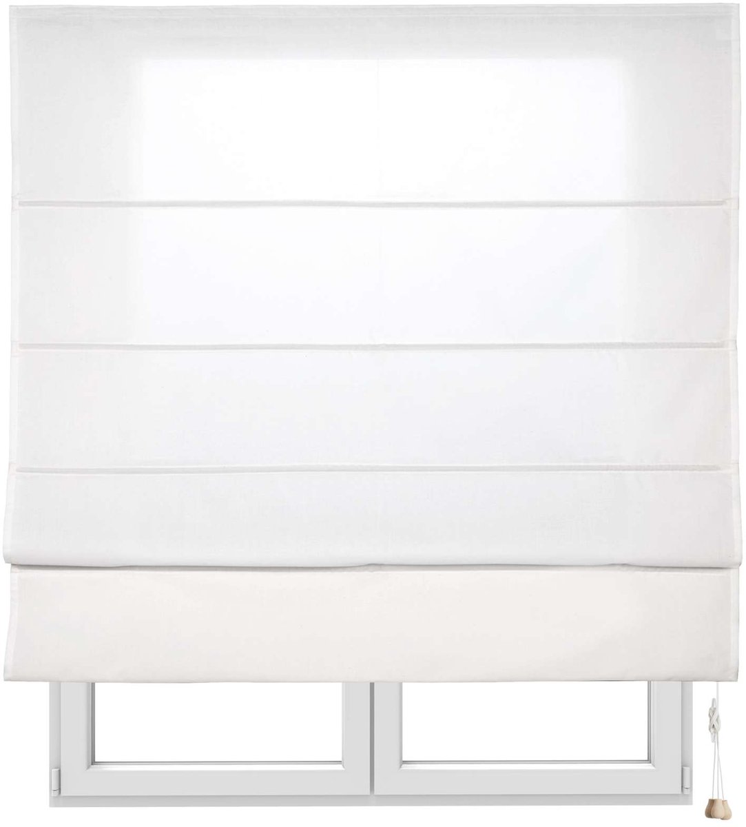 Storesdeco - Vouwgordijn met stokken, effen doorschijnend rolgordijn Crème, 90x250 cm