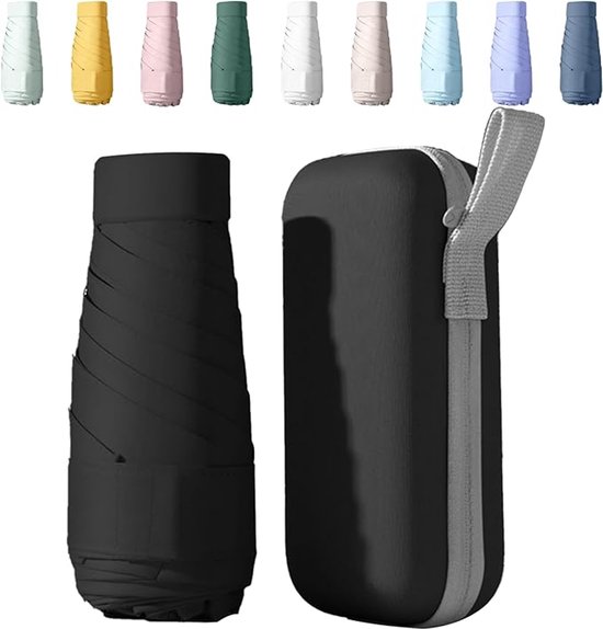 Mini UV-Paraplu - Compact & Lichtgewicht (14cm) - UPF50+ - Windproof - Paraplu Opvouwbaar - Met Opbergcase - Ideaal Cadeau - Paraplu's in Kamperen & Outdoor