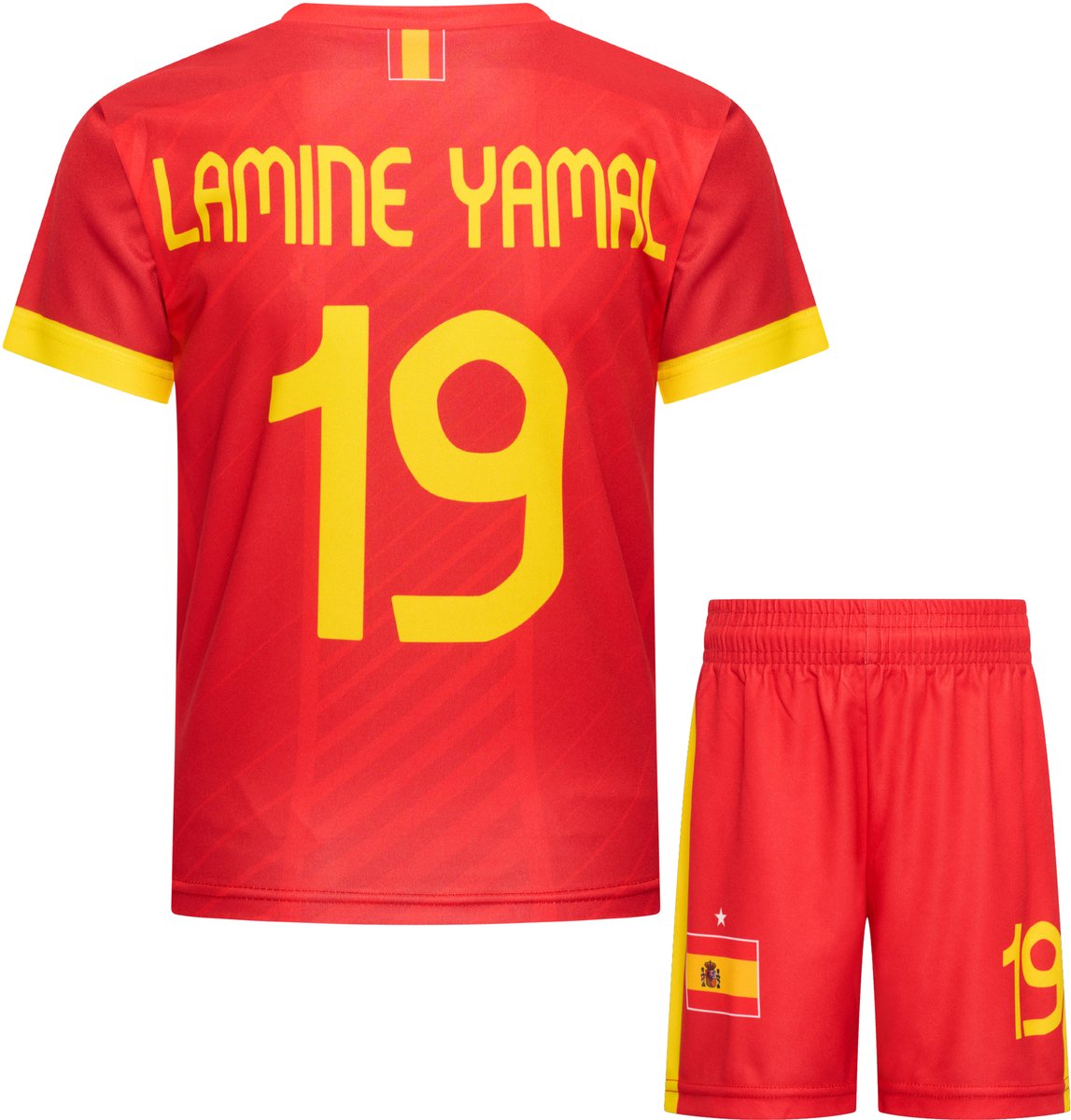 Lamine Yamal Voetbaltenue Spanje Thuis - Voetbalshirt en Broekje - Voetbaltenue kinderen en Volwassenen - Maat L