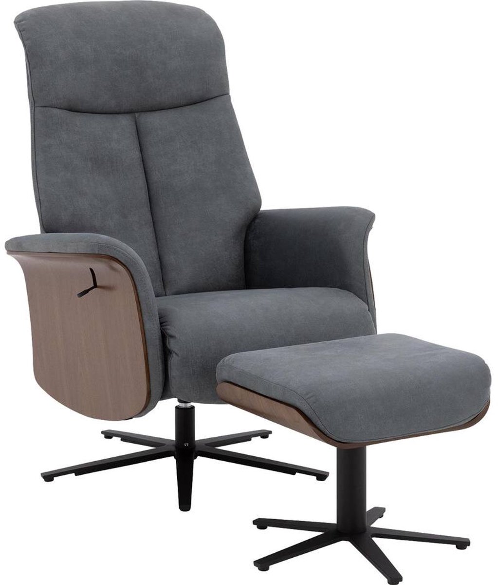 Goossens Fauteuil Sassari - Leer - Blauw