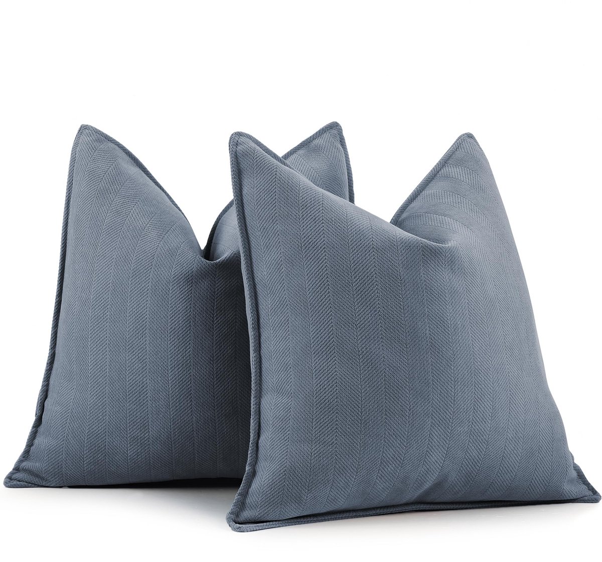 Ibenzoa Luxueuze Set van 2 Blauwe Chenille Kussenhoezen voor Stijlvolle Huisdecoratie