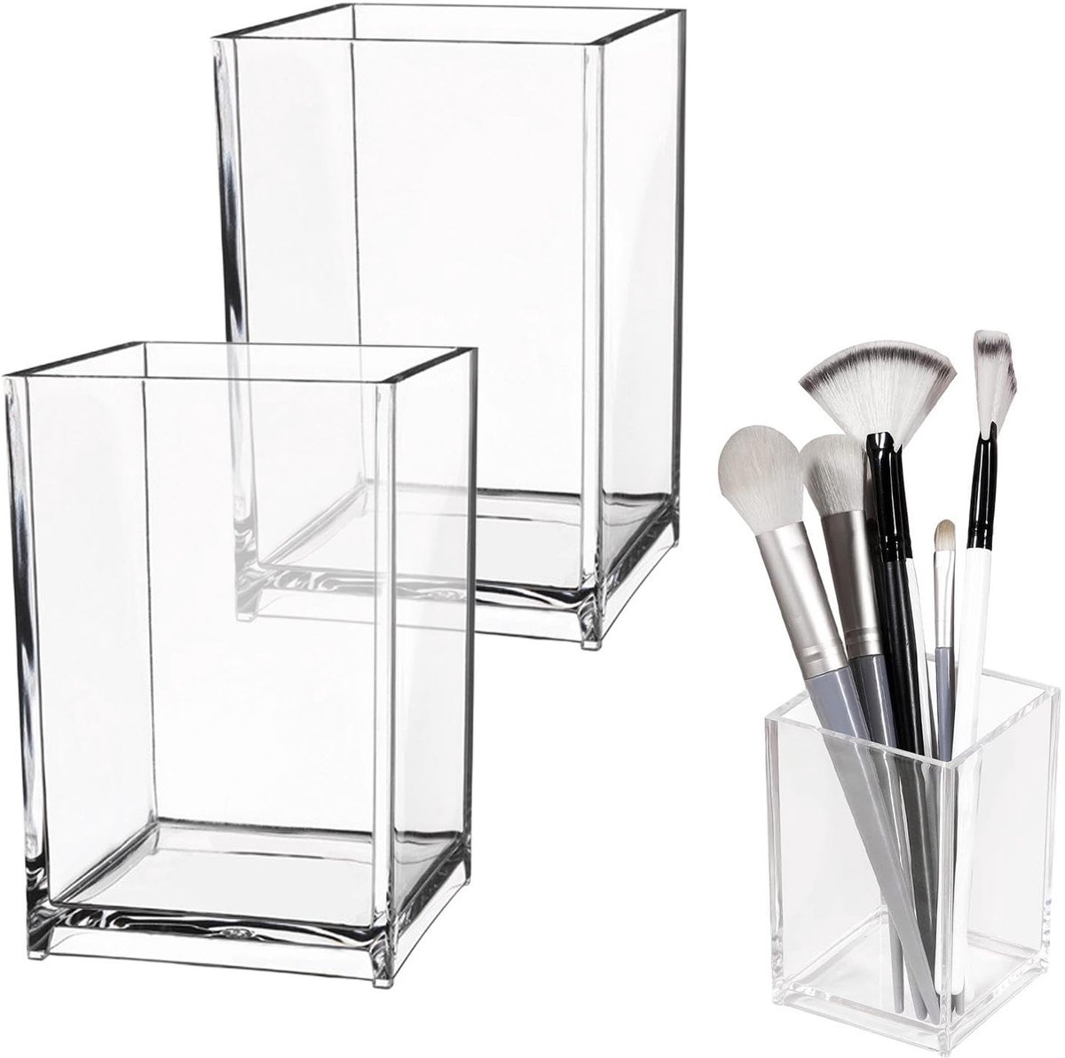 Ibenzoa® Acryl Pennenhouders Set voor Bureau, School en Thuis – 2 Stuks Transparant