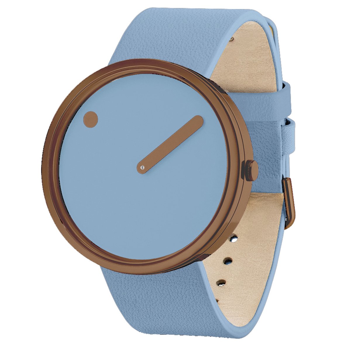 Picto Design Horloge Arctic Mist Blauw Lederen Horlogeband 43323-8021C - Uniseks - 40mm