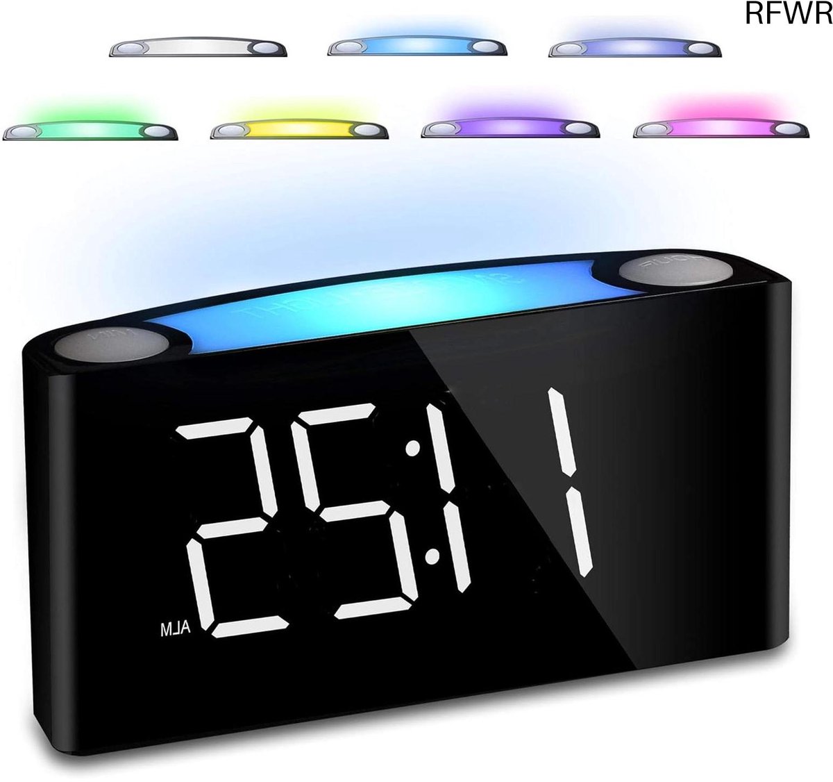 RFWR® Digitale Wekker met Groot Display, Nachtlamp en Snooze-Functie - Ideaal voor Kinderen en Slecht Horenden