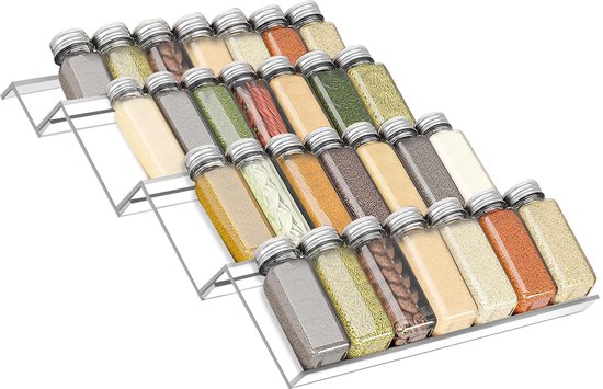 Étagère à épices en acrylique Ibenzoa® pour tiroirs avec modules réglables et fonction antidérapante