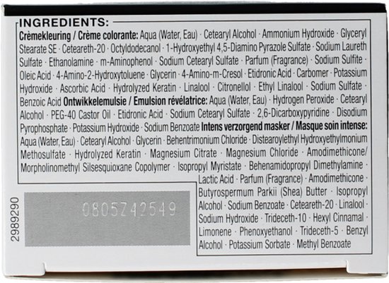 SYOSS Permanente Haarkleuring Intens Rood. Ingrediëntenlijst op de verpakking.