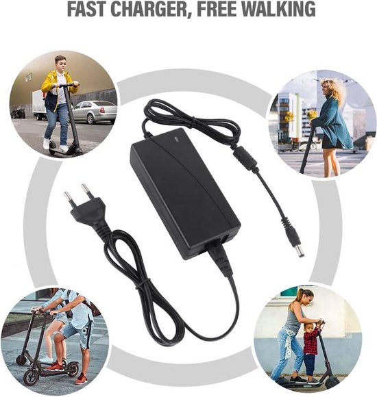 Elektrische fietslader - Elektrische Fietsoplader - Oplader Voor Elektrische Fietsen - 42V/36V 2A Universele Oplader - Oplader Voor Elektrische Scooters - Acculader - Compatibel Met Dc 5,5 Mm x 2,1 Mm En 5,5 Mm x 2,5 Mm Slimme Scooters van Merkloos — afbeelding 5