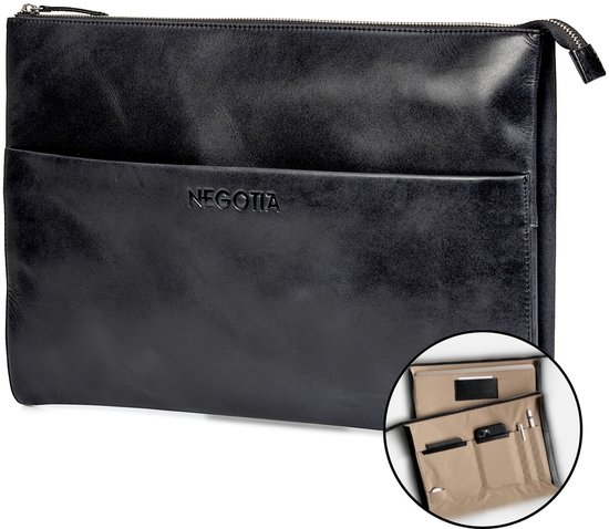 NEGOTIA Alpha Laptop Folio 14 Inch Leren Laptophoes 14'' MacBook Pro Air 13 3 Case Sleeve Zwart 586422138