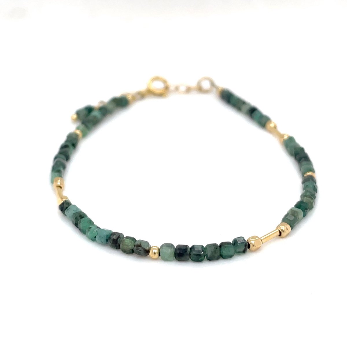 Pat's Jewels Dames Armband - Minimalistisch - Kralen Armband - Edelsteen Smaragd - Groen - Goud - Handmade