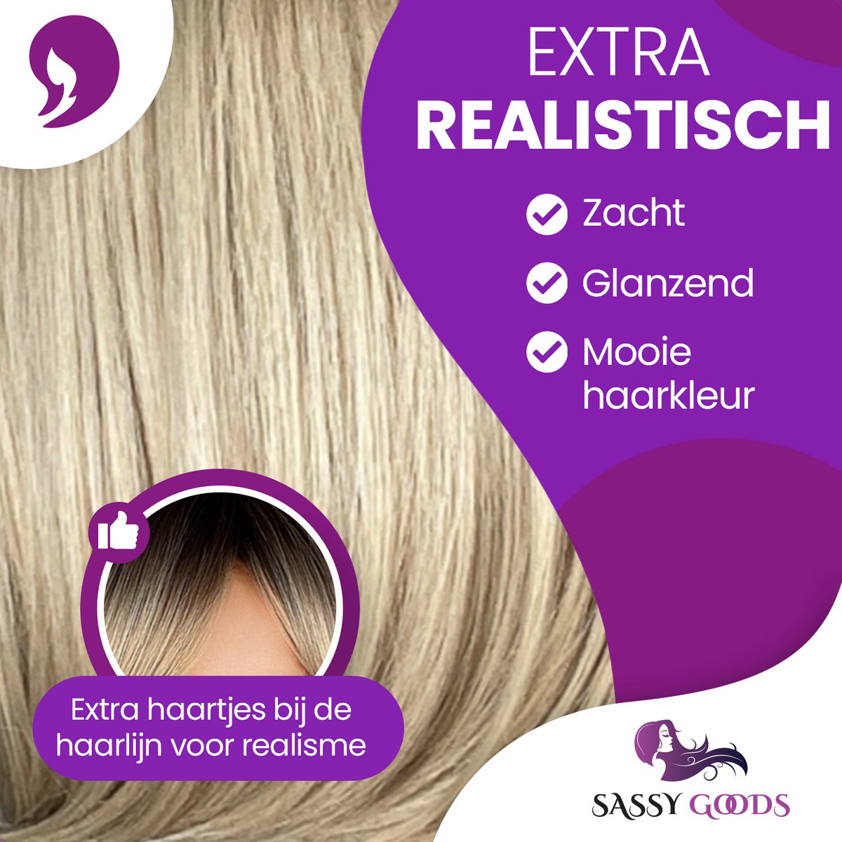 SassyGoods Blonde Pruik Blond Bob - Pruiken Dames Kort Haar - Wig - Haarwerk - Wasbaar - 30 cm — afbeelding 4
