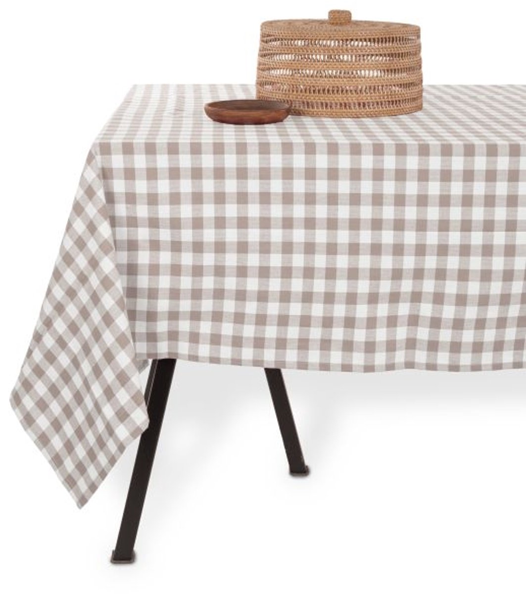 Tiseco - Tafelkleed GINGHAM - Katoen - Geblokt - 150x300 cm, taupe