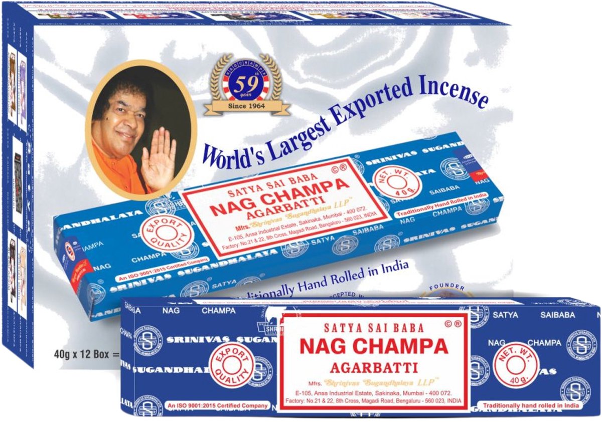 Goedkoopste Wierook Satya Nag Champa - 40 g - (12st.) - S