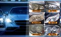 Voor en na foto's van auto koplampen na gebruik van K2 Lamp Doctor.