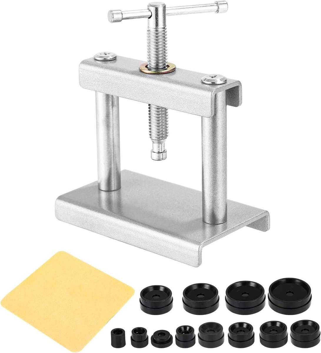 Allecto Plus - Horlogepers voor reparatie en plaatsen van behuizing - 12 matrijzen - zilverkleurig - batterij vervanging.
