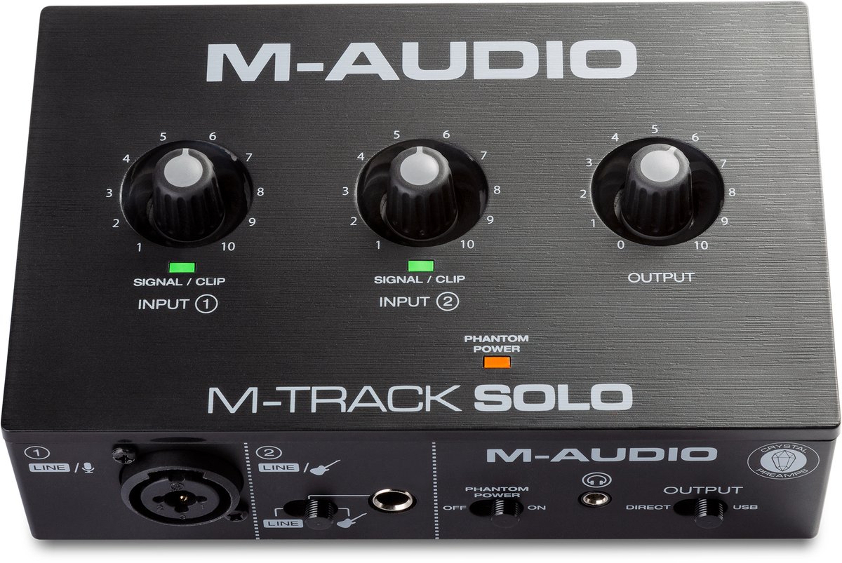 M-AUDIO M-Track Solo USB Audio-interface Crystal voorversterker 16 bit 48 kHz Zwart