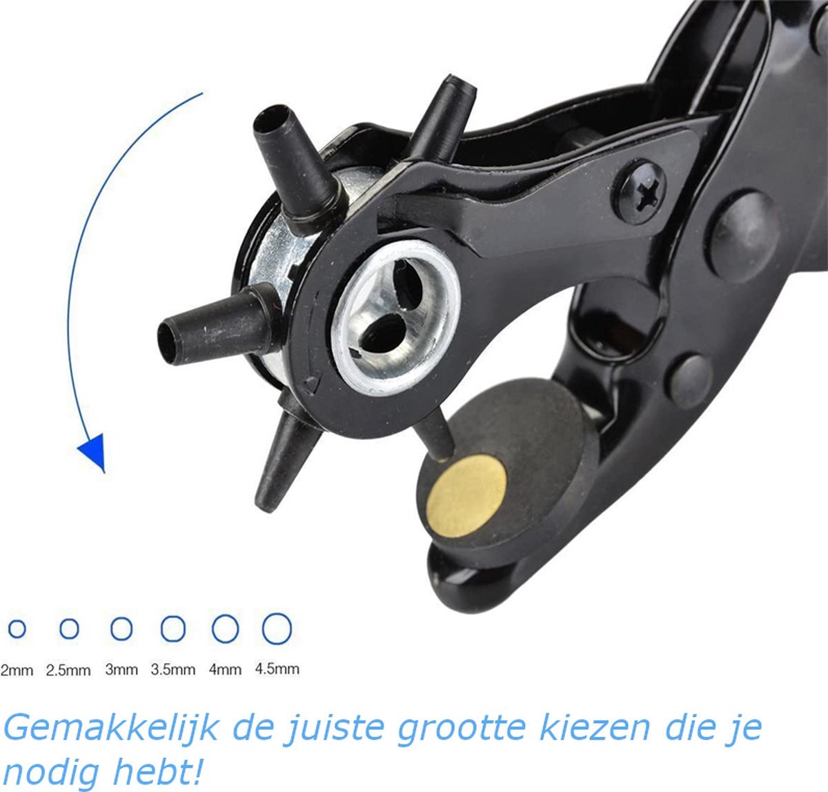Gaatjestang voor riem | Gatentang | Gaatjesmaker | Extra sterk en scherp | Ergonomisch en duurzaam | Revolvertang | Leergereedschap | Gatenmaker | Ponstang