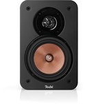 Zwarte Teufel boekenplankspeaker met koperkleurige woofer en tweeter.