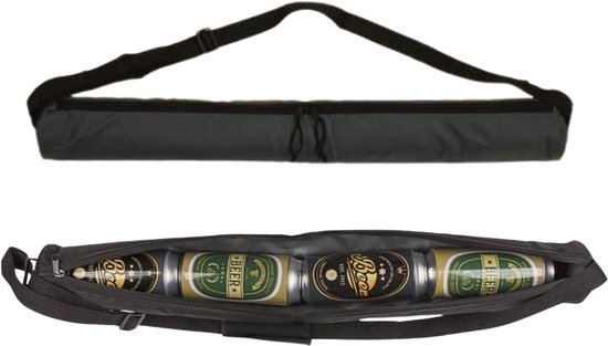 Zwarte Koeltas voor 6 Blikjes - Met Schouderriem - Compact & Draagbaar - Cooling bag cans - Bierkoeler - Blikjeskoeler voor Onderweg, Strand of Festival - Bierriem - Cadeau van Gavetri — afbeelding 3