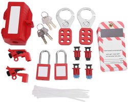 JGS Premium - Universele Veiligheidslock-out-tagkits met Vergrendeling Tagout-Set voor Elektrische Stroomonderbrekers - Multifunctioneel Hangslot Loto Tags Hasps Set met Opbergtas