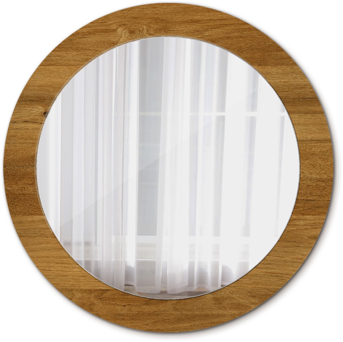 Tulup Spiegel - Ronde Spiegel - Spiegel op gehard Glas - Rustiek eiken - Diameter: 70 cm - Design Spiegel - Inloopkastspiegel – Badkamerspiegel - Kleedkamer - Bruine - Origineel cadeau - Decoratief Spiegel - Eenvoudige installatie