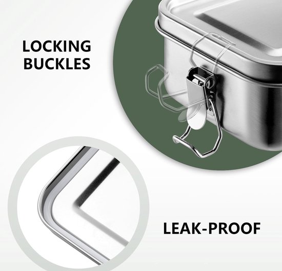Set Bento 3 pièces en acier inoxydable - Boîtes repas de 1 400 ml avec compartiments réglables | Étanche, passe au micro-ondes et au lave-vaisselle | Idéal pour le travail, École ou un pique-nique