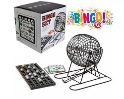 Decopatent - Bingo Spel - Bingomolen - Bingoballen - Bingo kaarten - Fiches - Spelbord - Bingo molen - Metaal - Lotto Kinderspel