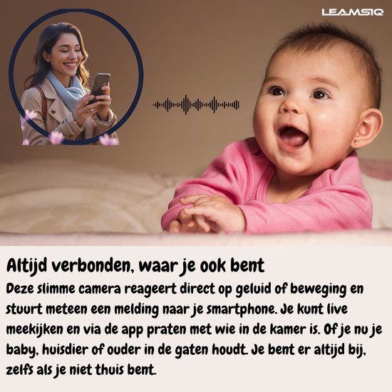 LEAMSIQ WiFi Babyfoon met Camera & App – 2K Ultra HD Baby Monitor