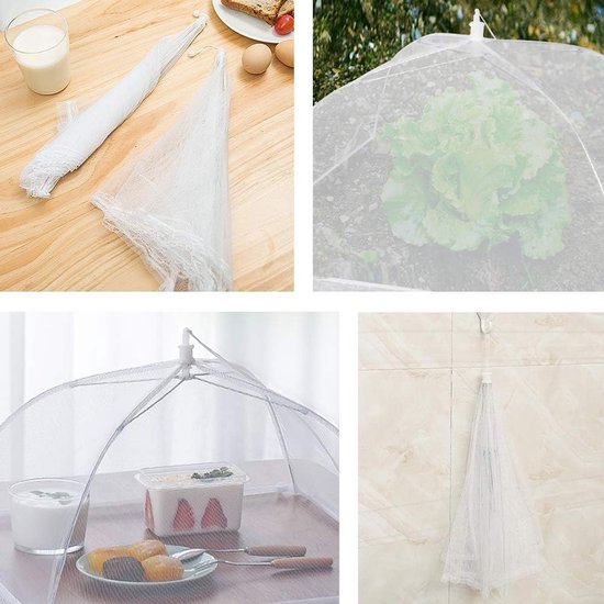 3 Stuks voedselhoezen - Buitengaas voedselhoezen - Opvouwbare schotelhoezen - 14 inch - Fijn net tegen fruitvliegjes - Opvouwbaar - Opvouwbaar - Paraplu voedseltent - Voor buiten, picknick, feest, barbecue — afbeelding 3