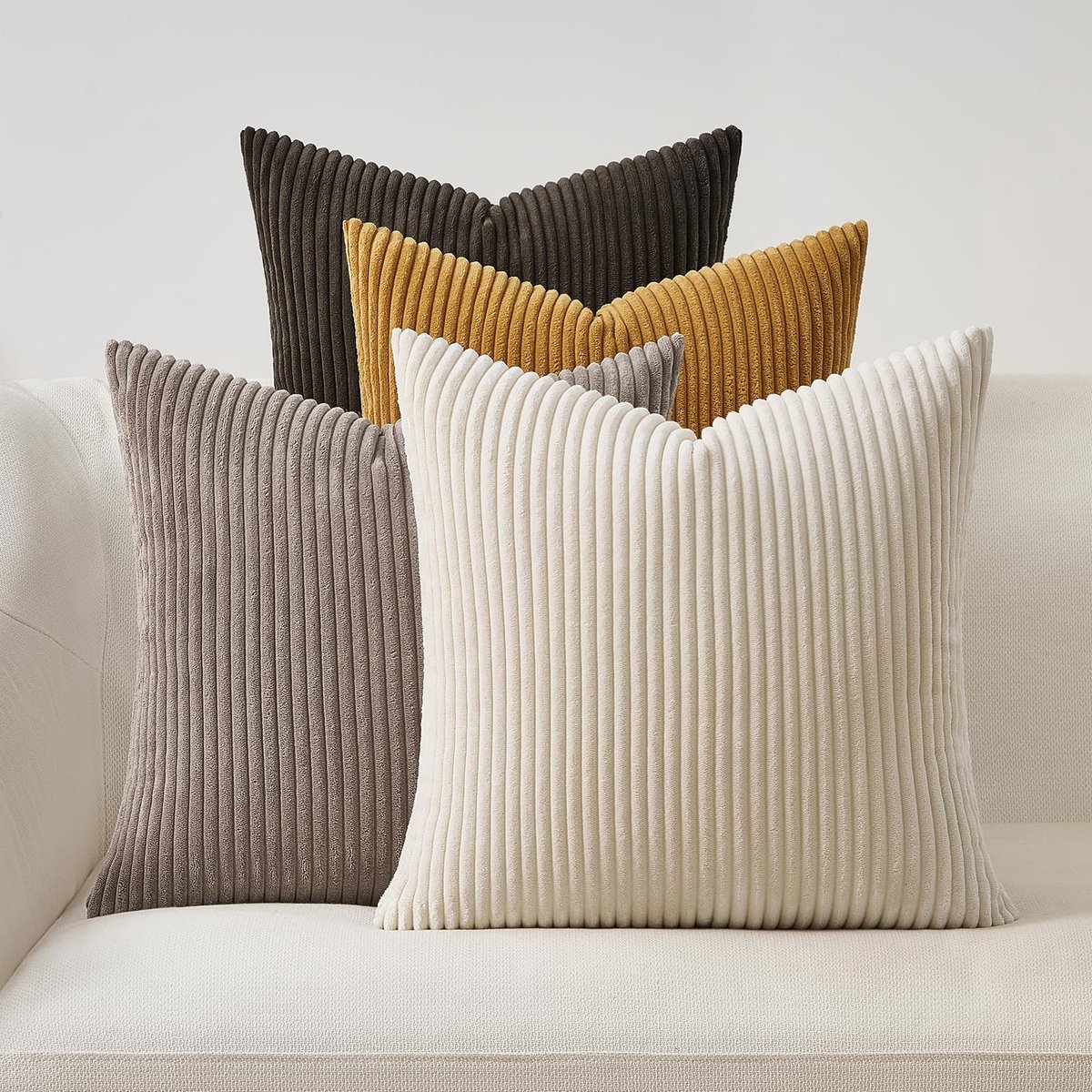 Ibenzoa® Kussenslopen set van 4 in corduroy fluweel voor decoratieve toepassingen