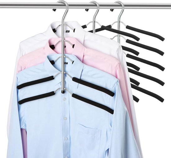 Foto: Multi lagen kleerhangers space saver met eva spons 3 stuks zwart