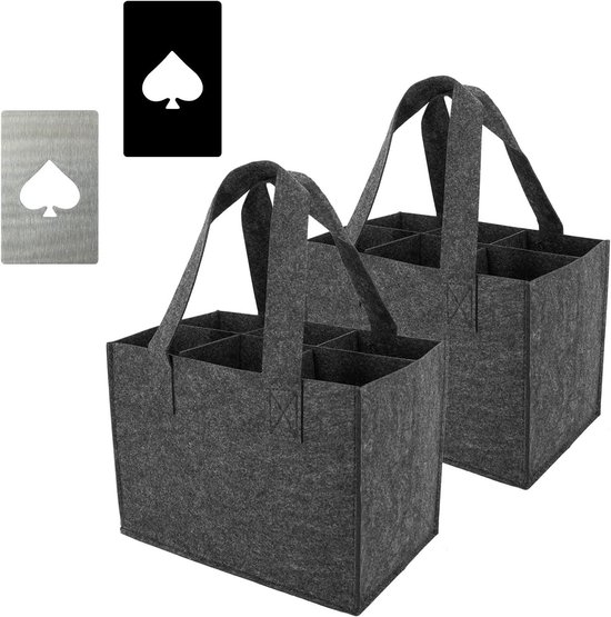 Houten Flessendrager voor 6 Flessen met Geïntegreerde Flesopener - Ideaal Cadeau voor