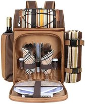 Picknickrugzak voor 2 personen met geïsoleerde koelvakken, wijnhouder, fleece deken en bestekset - Ideaal voor strand, wandelen, kamperen en barbecues