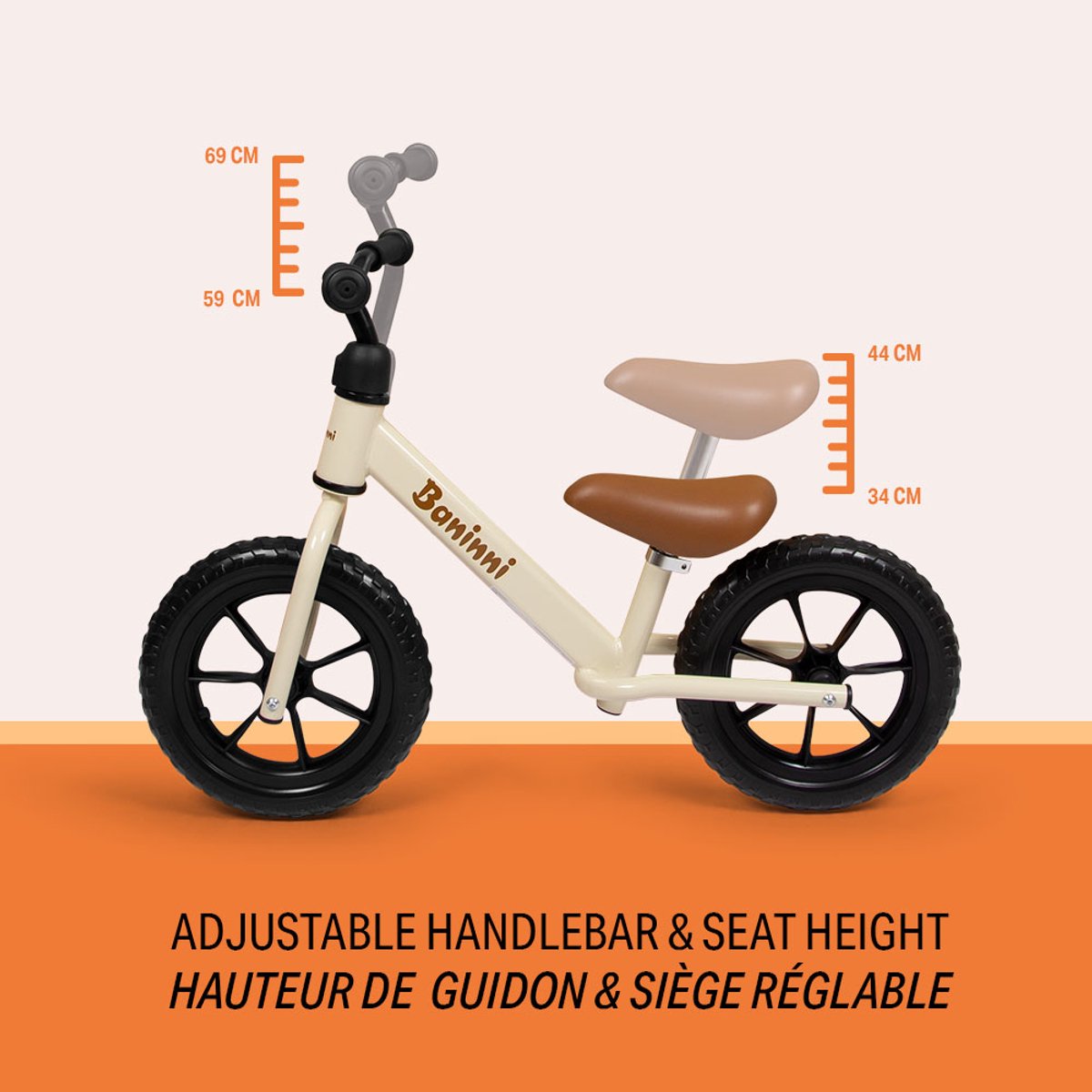 Baninni Loopfiets 2 - 5 Jaar Lola Beige - Zwart thumbnail 6