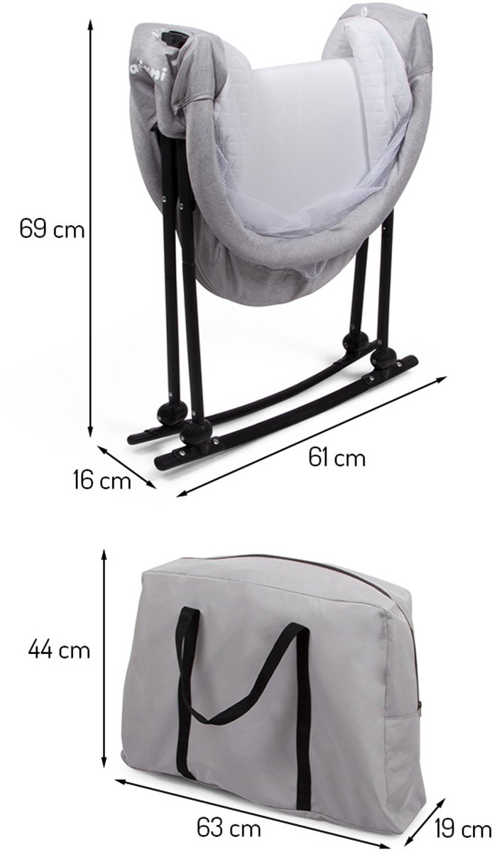 Baninni 3-in-1 Schommelwieg Adora Grijs van Baninni — afbeelding 4