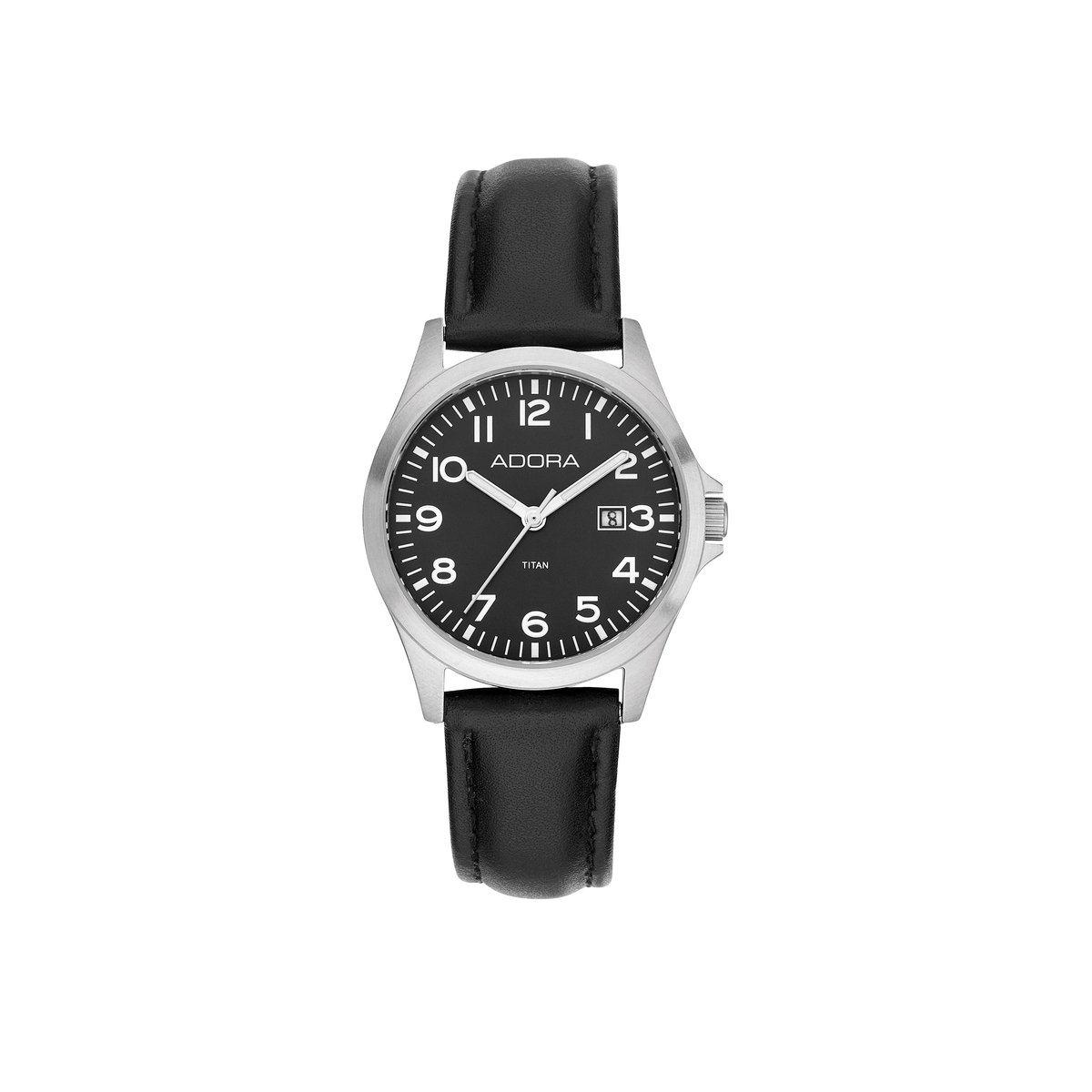 Adora AB6682 Dameshorloge - Titanium - Zwart Leer - Ø31mm