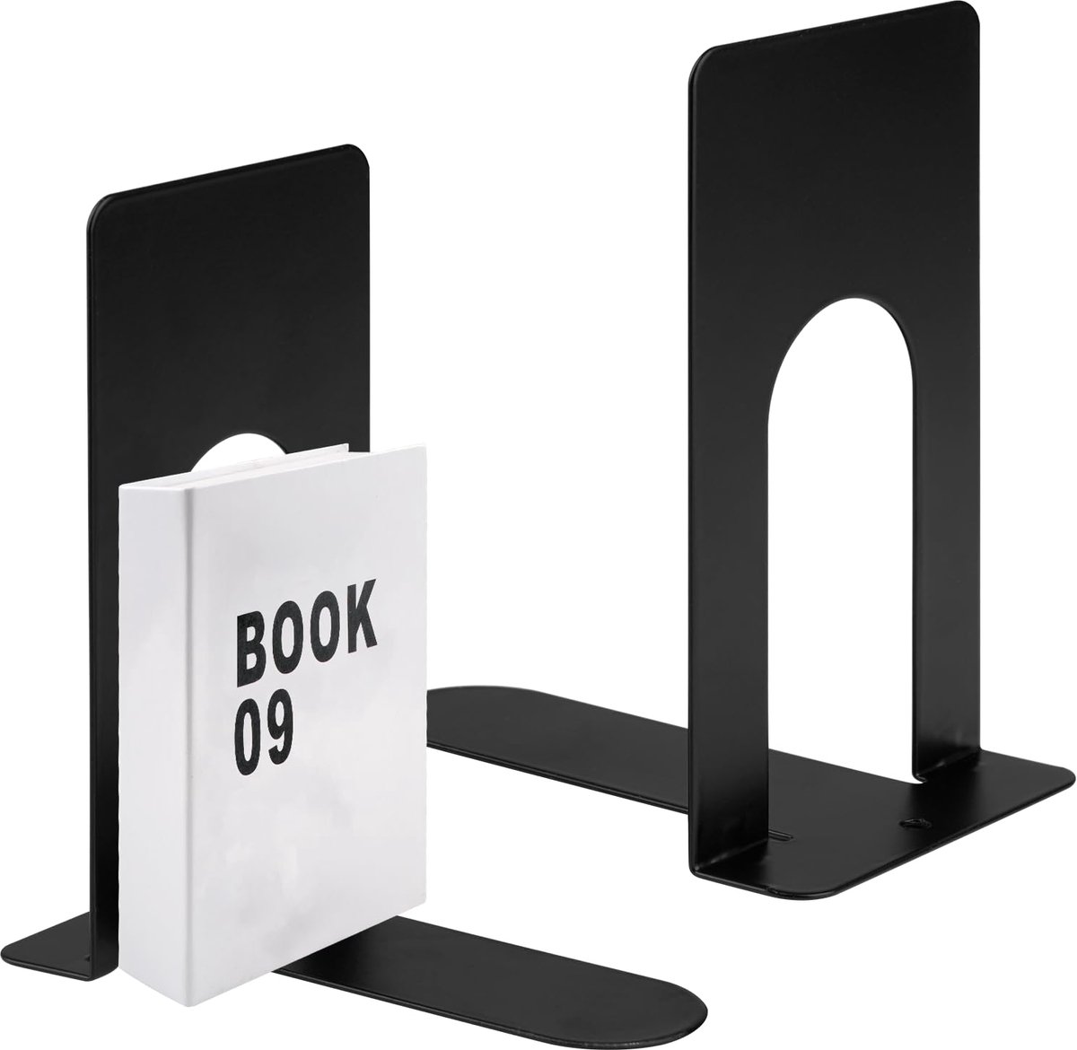 Ibenzoa Stevige Metalen Boekensteunen Set van 2 voor Boeken, Tijdschriften en Meer, Geschikt voor Thuis en Kantoor Zwart