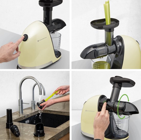KitchenBrothers Slowjuicer - Presse-agrumes - Presse-légumes et fruits - 700 ml - Avec réservoir à pulpe - Machine à jus - Champagne