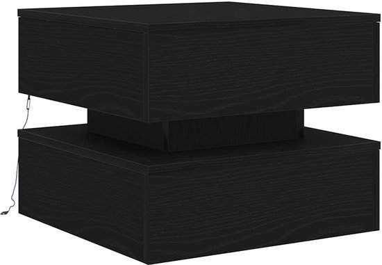 vidaXL - Salontafel - met - LED-verlichting - 50x50x40 - cm - zwart - eikenkleurig