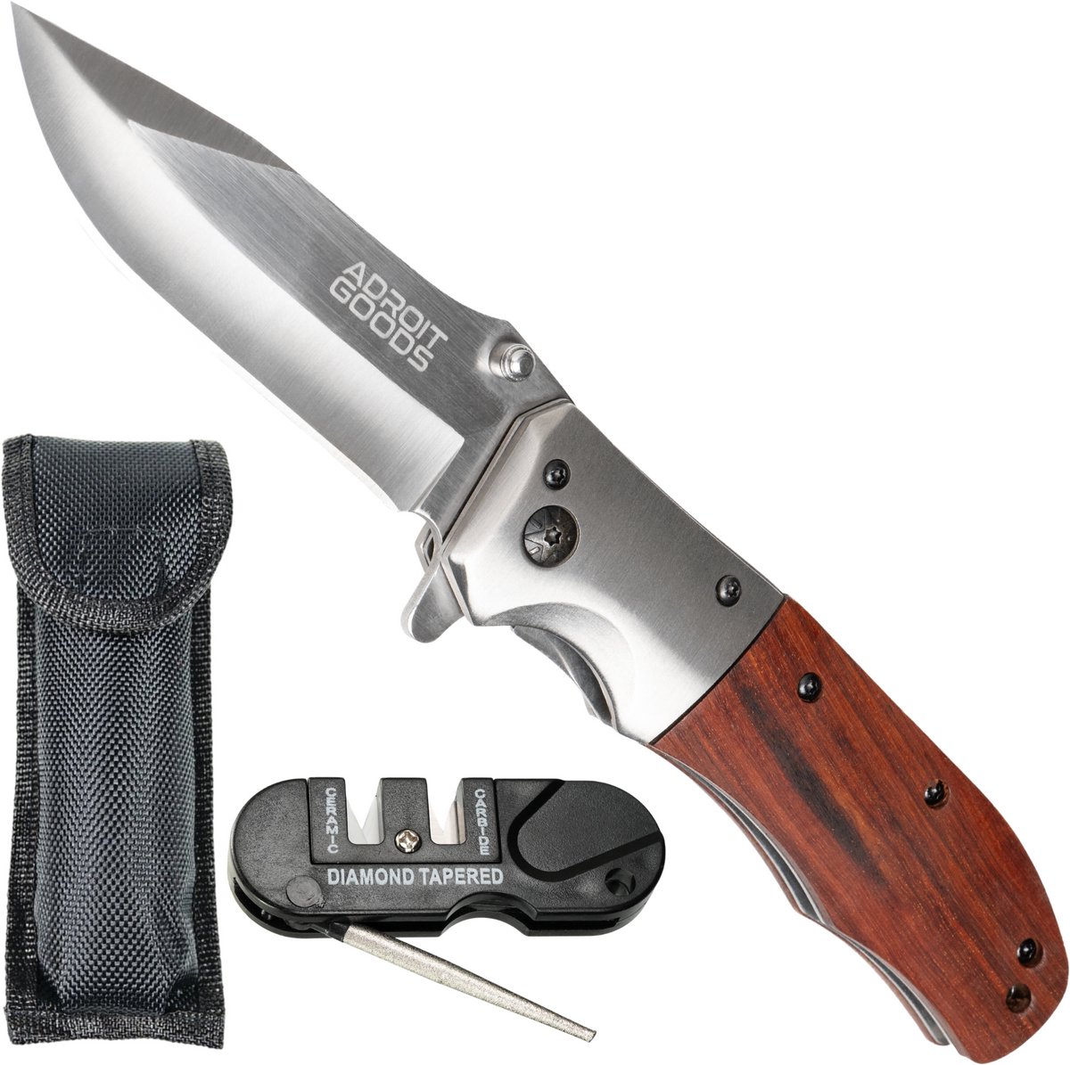 Cover van AdroitGoods Survival Zakmes - Nova - Survival mes - Jachtmes - Staal en - Camping