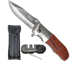 Couteau de poche de Survie AdroitGoods - Nova X48 - Couteau de Survie - Couteau de chasse - Acier et Chêne - Camping