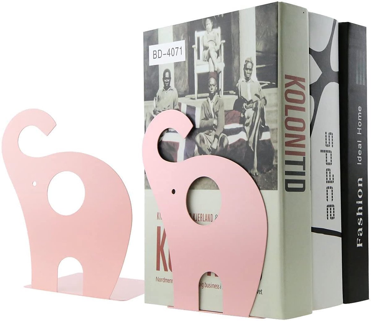 TRANKIELO® - Creatieve Olifant Kinderboekensteunen – Stevig IJzer – Roze – 19x12 cm – Set van 2