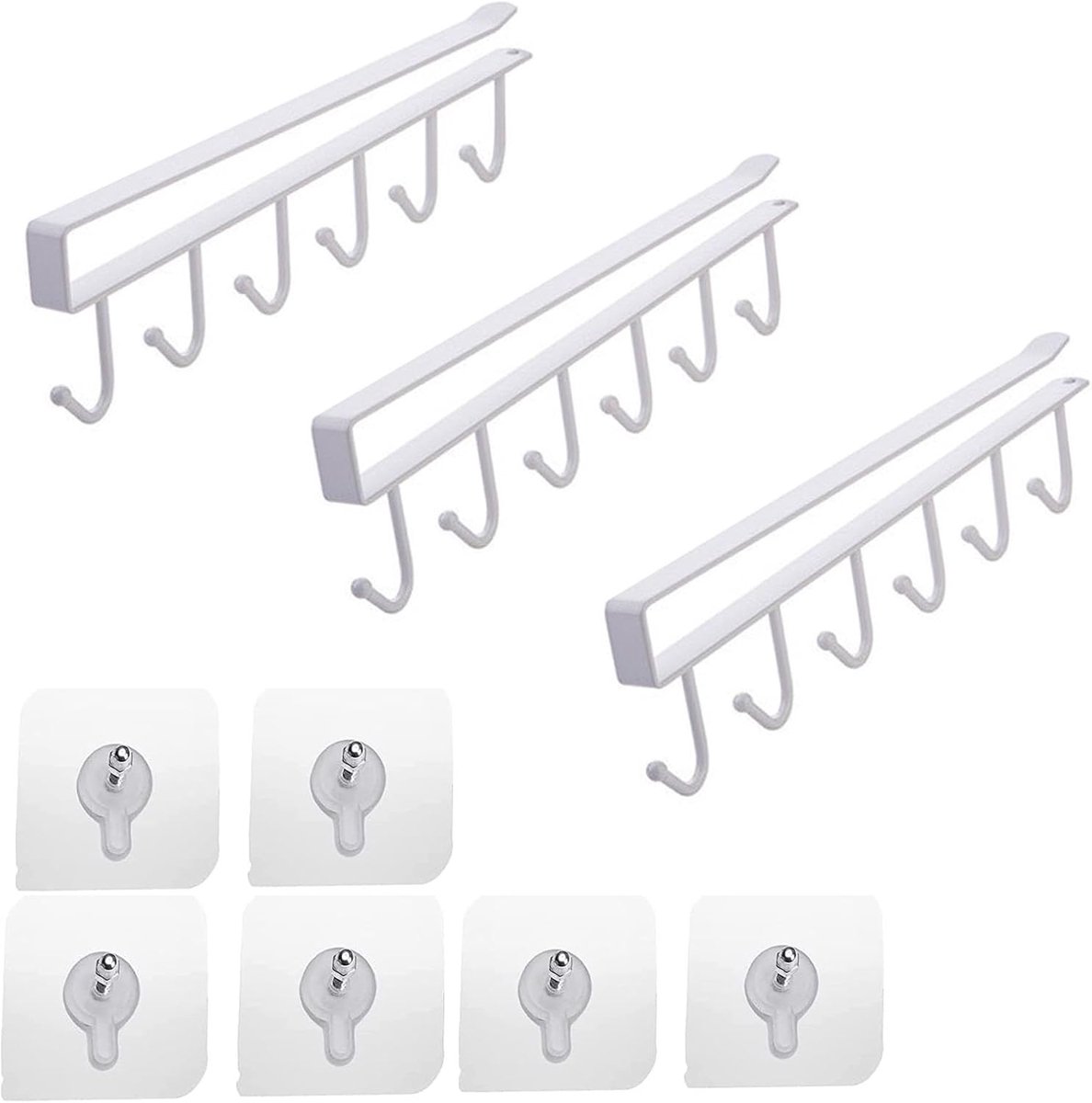 Bekerhouder - Organizer voor keukenkast - 3 stuks - Wit