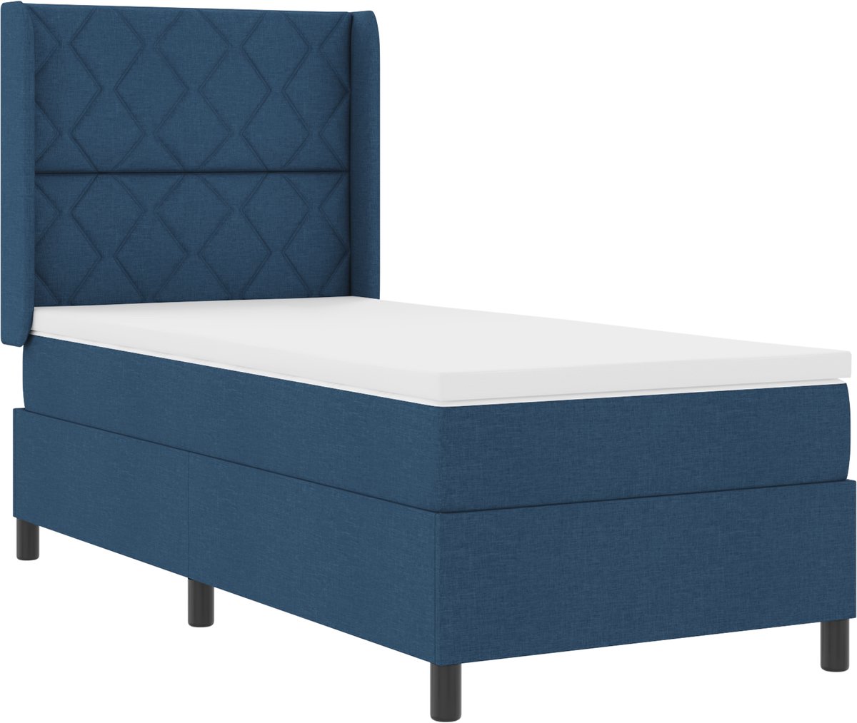vidaXL - Boxspring - bed - met - hoofdeinde - Blauw - 200 - x - 100 - cm - Stof