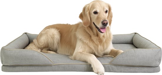 Dastium Pets - Panier orthopédique XXL gris pour chien - Lavable avec coussins amovibles - Coussin doux avec Rebords - Fond antidérapant - 112 cm x 71 cm