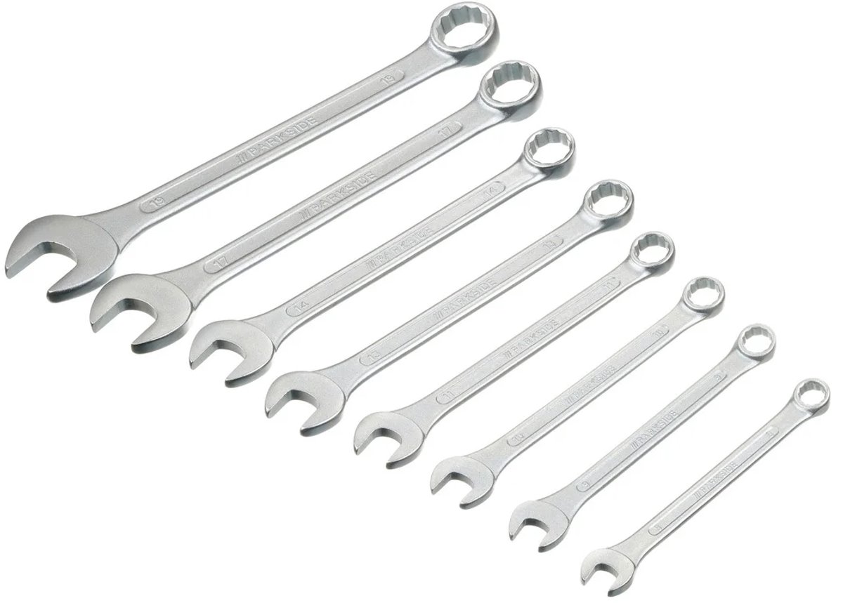PARKSIDE Steek- en ringsleutelset - 8 delig - Chroom-vanadiumstaal - Met rolltas