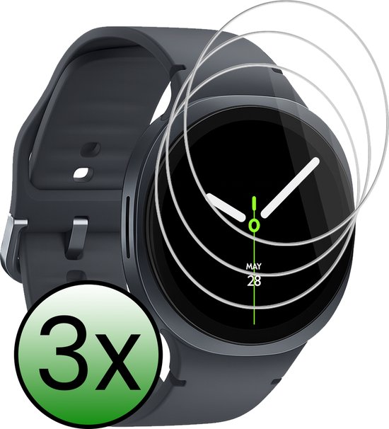 Screenprotector - 3 Stuks Geschikt voor Samsung Galaxy Watch 8 (44 mm) - Extra Sterk - Tempered Glass - Gehard Glas - Beschermglas Screen Cover - Bescherm Protector voor Smartwatch