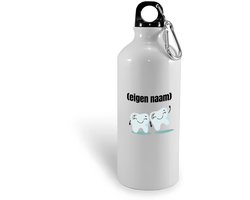Hacebo® - 2 tanden waterfles - Tandarts - mondhygienist - met eigen naam - leuk cadeau voor iemand die tandarts is - cadeau - kado - water fles - 600ML
