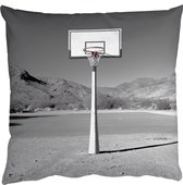 Sierkussens - Kussentjes Woonkamer - 40x40 cm - Basketbalpaal - Landschap - Zand - Wit