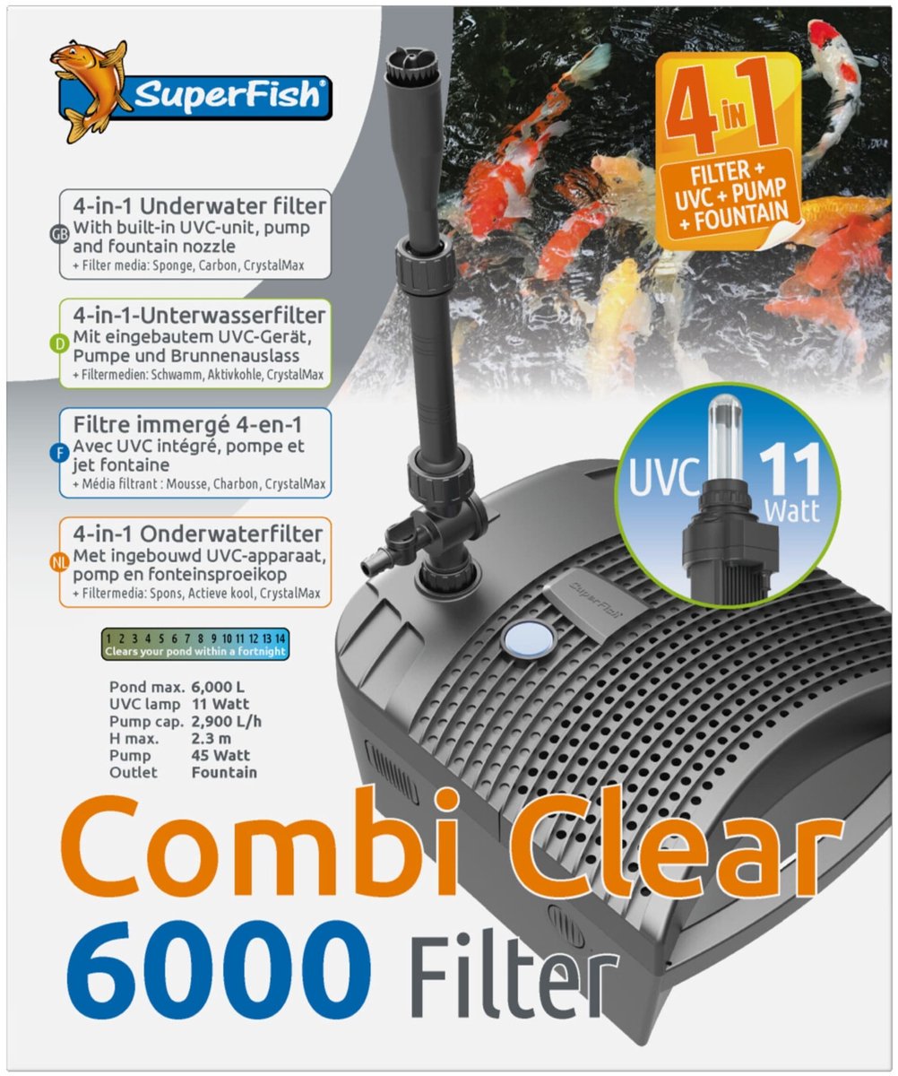 Bol.com Superfish Combi Clear 6000 Filter 4in1 - Vijverfilter - Grijs 2900 l/h Uvc 11 Watt aanbieding